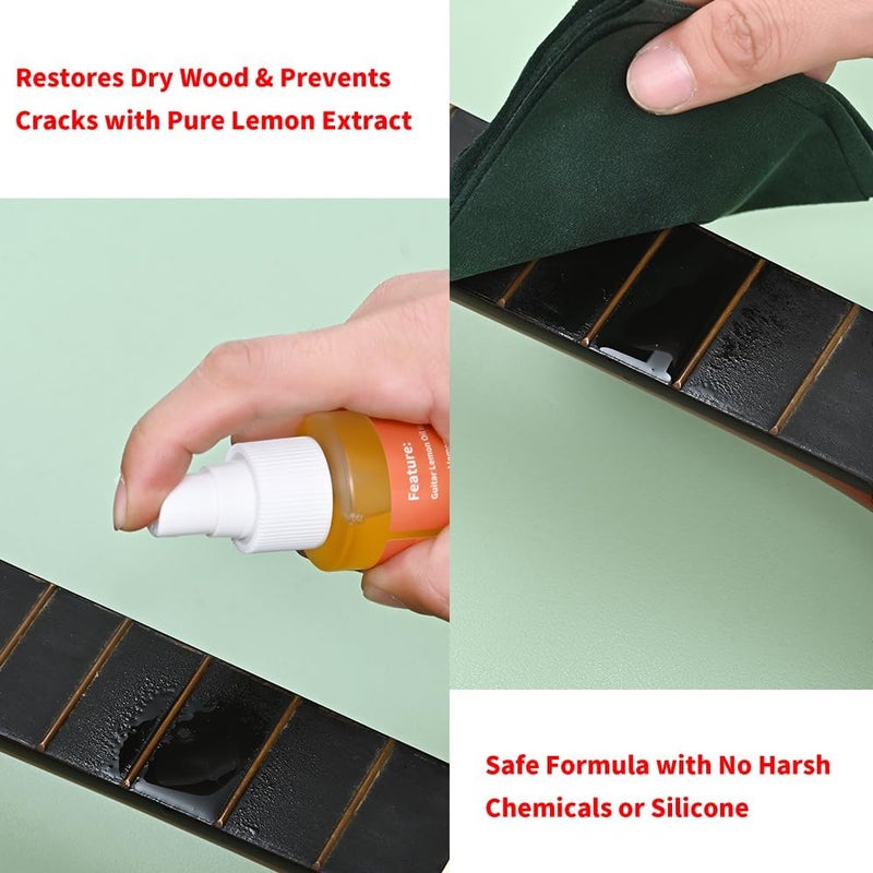 Dowite Guitar Fretboard Lemon Oil 3.5 OZ(100ml) | Natural Fingerboard Cleaner & Conditioner | Rosewood, Ebony & Maple Wood Care | Restores Shine, Prevents Drying & Cracking | Guitar Maintenance Oil - Image 3